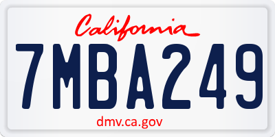 CA license plate 7MBA249