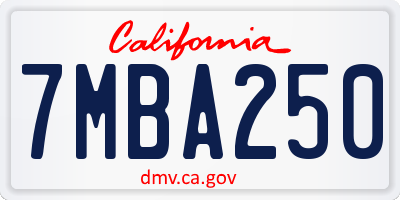 CA license plate 7MBA250