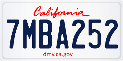 CA license plate 7MBA252