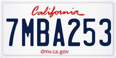 CA license plate 7MBA253