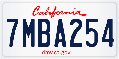 CA license plate 7MBA254