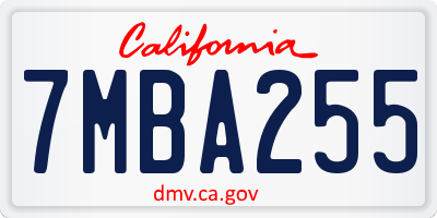 CA license plate 7MBA255