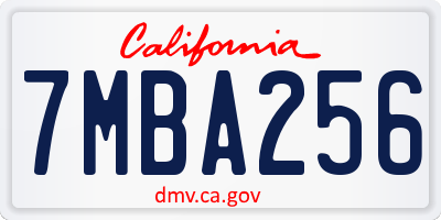 CA license plate 7MBA256