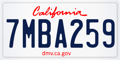 CA license plate 7MBA259