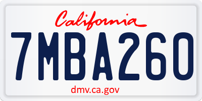 CA license plate 7MBA260