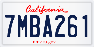 CA license plate 7MBA261