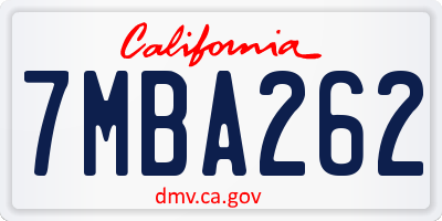 CA license plate 7MBA262