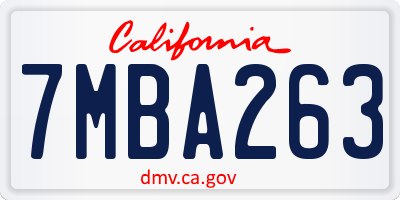 CA license plate 7MBA263