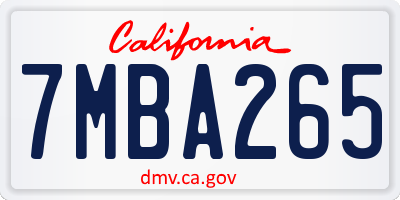 CA license plate 7MBA265