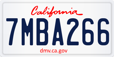 CA license plate 7MBA266