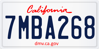 CA license plate 7MBA268