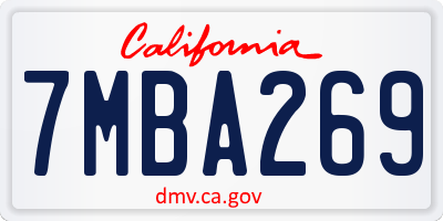CA license plate 7MBA269
