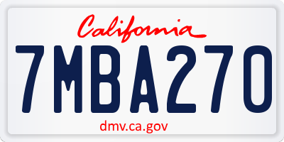 CA license plate 7MBA270