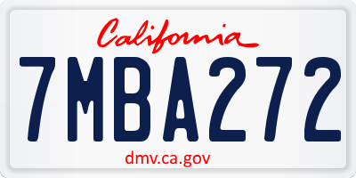 CA license plate 7MBA272