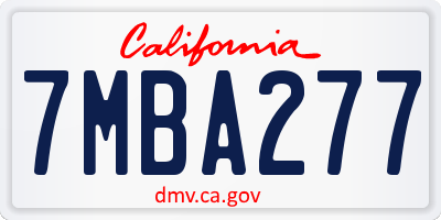 CA license plate 7MBA277