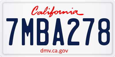 CA license plate 7MBA278