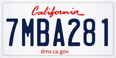 CA license plate 7MBA281