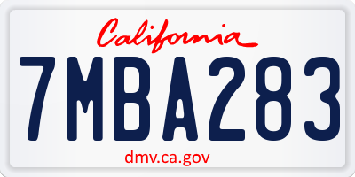 CA license plate 7MBA283