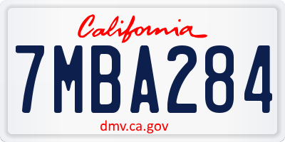 CA license plate 7MBA284