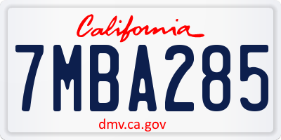CA license plate 7MBA285