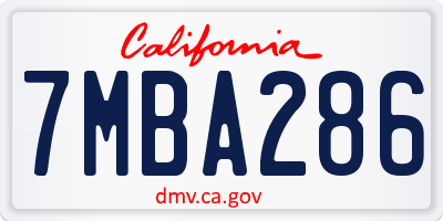 CA license plate 7MBA286
