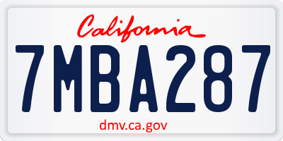 CA license plate 7MBA287
