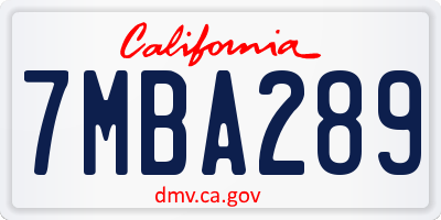 CA license plate 7MBA289