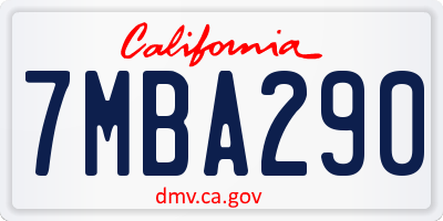 CA license plate 7MBA290