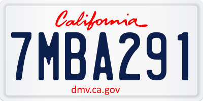 CA license plate 7MBA291