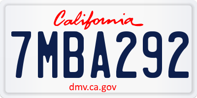 CA license plate 7MBA292