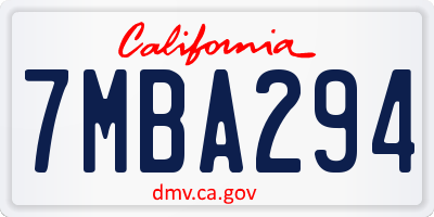 CA license plate 7MBA294