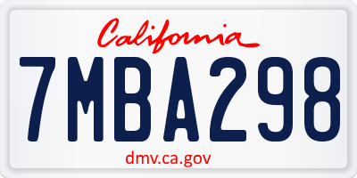 CA license plate 7MBA298