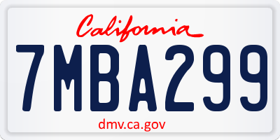 CA license plate 7MBA299