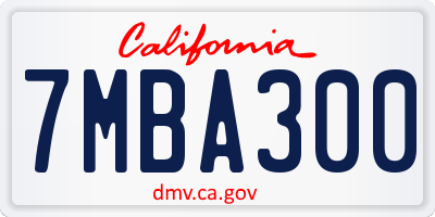 CA license plate 7MBA300