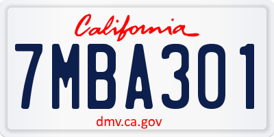 CA license plate 7MBA301