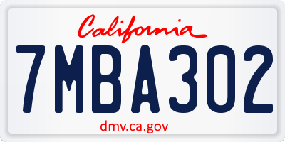 CA license plate 7MBA302