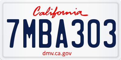 CA license plate 7MBA303