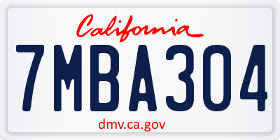 CA license plate 7MBA304