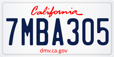 CA license plate 7MBA305