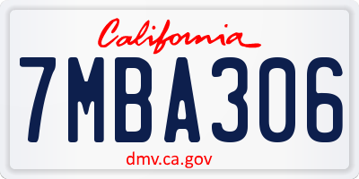CA license plate 7MBA306