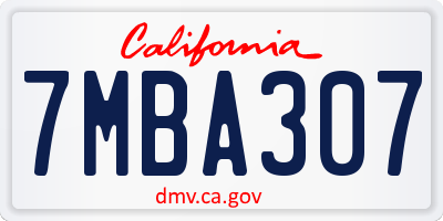 CA license plate 7MBA307