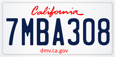 CA license plate 7MBA308