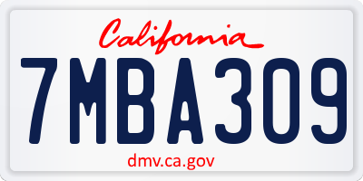 CA license plate 7MBA309