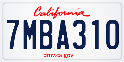CA license plate 7MBA310