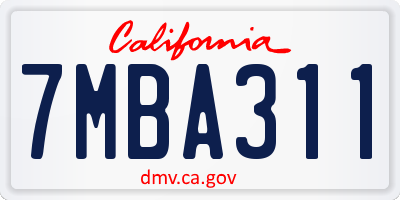 CA license plate 7MBA311