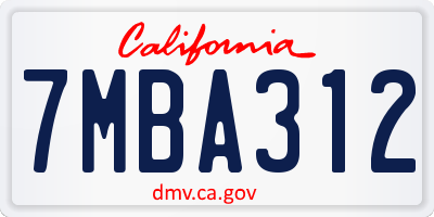 CA license plate 7MBA312