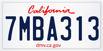 CA license plate 7MBA313