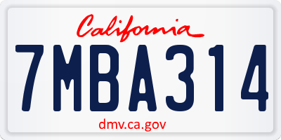 CA license plate 7MBA314