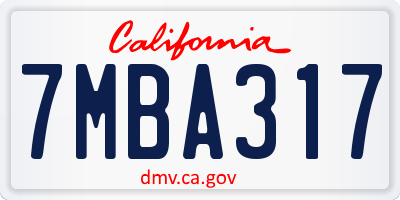 CA license plate 7MBA317