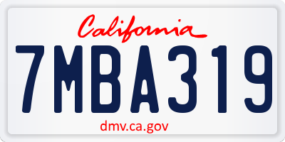 CA license plate 7MBA319
